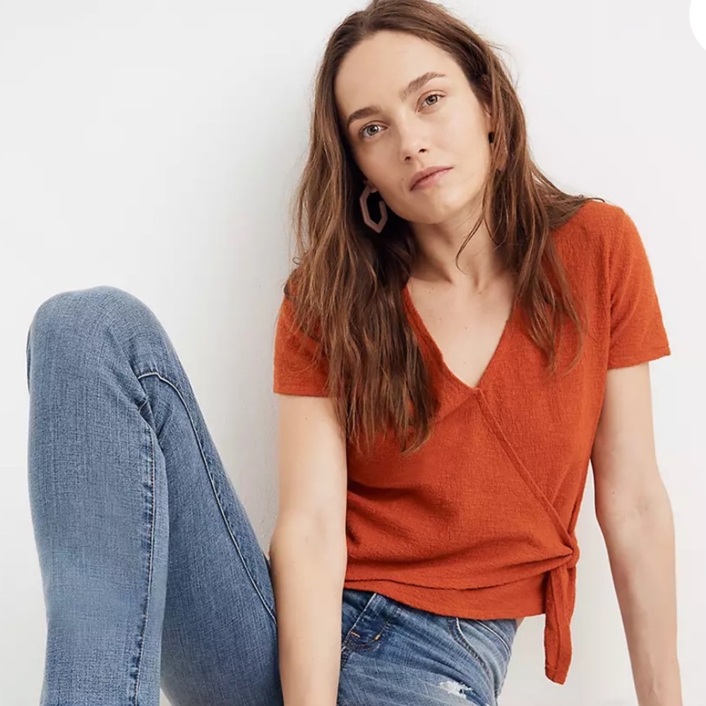Madewell Texture & Thread Wrap-Tie Top
